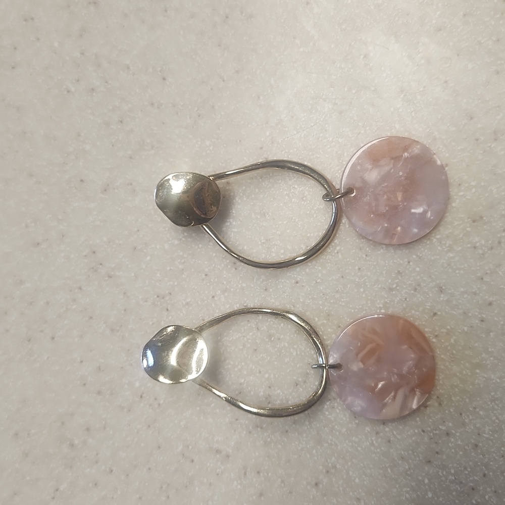 Gold/Pink Drop Earrings, Medium Size, GUC